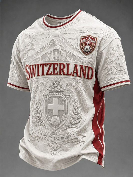 Herren-Fußball-T-Shirt mit Schweiz-Print