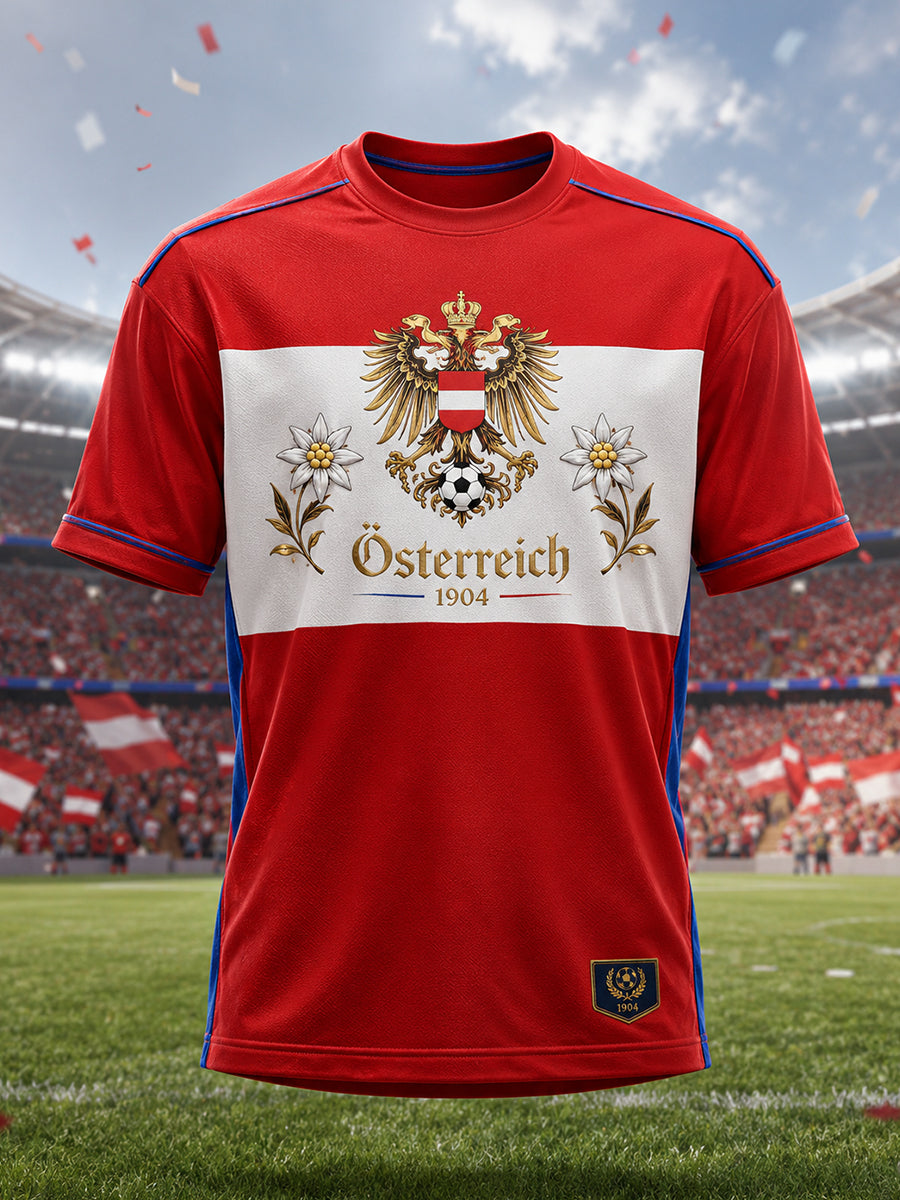 Herren österreich isches Fußballspiel Jubelelement Kunstdruck T-Shirt