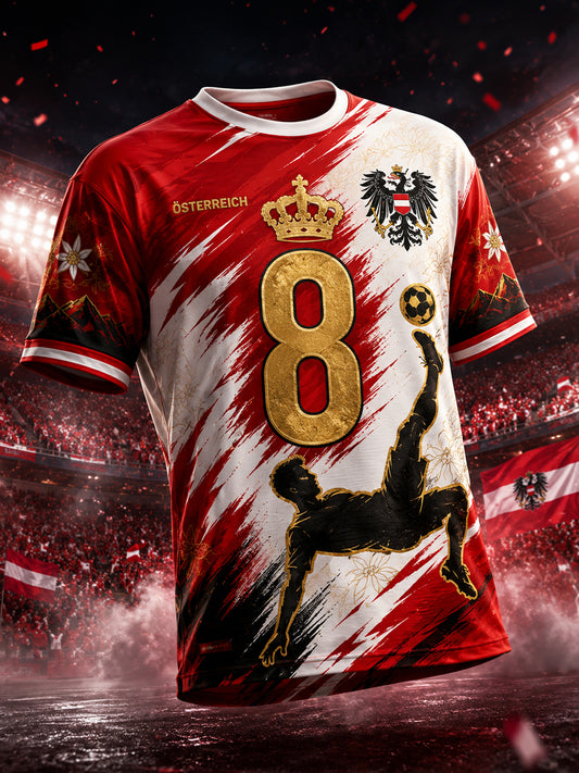 Herren-T-Shirt mit Kunstdruck zum Anfeuern bei österreichischen Fußballspielen