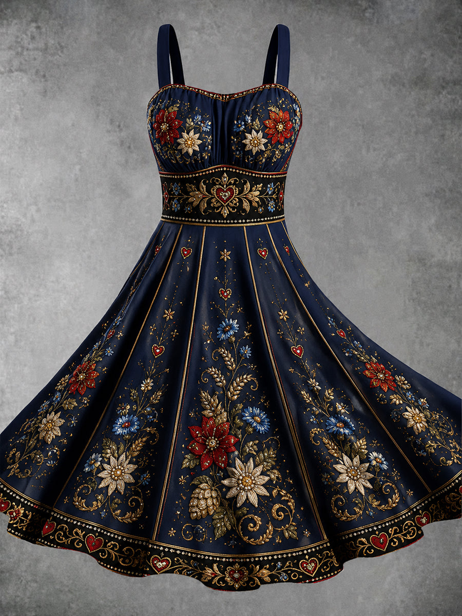 Damen-Oktoberfest-Kleid mit Blumenmotiv