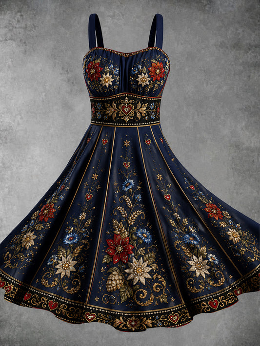 Damen-Oktoberfest-Kleid mit Blumenmotiv