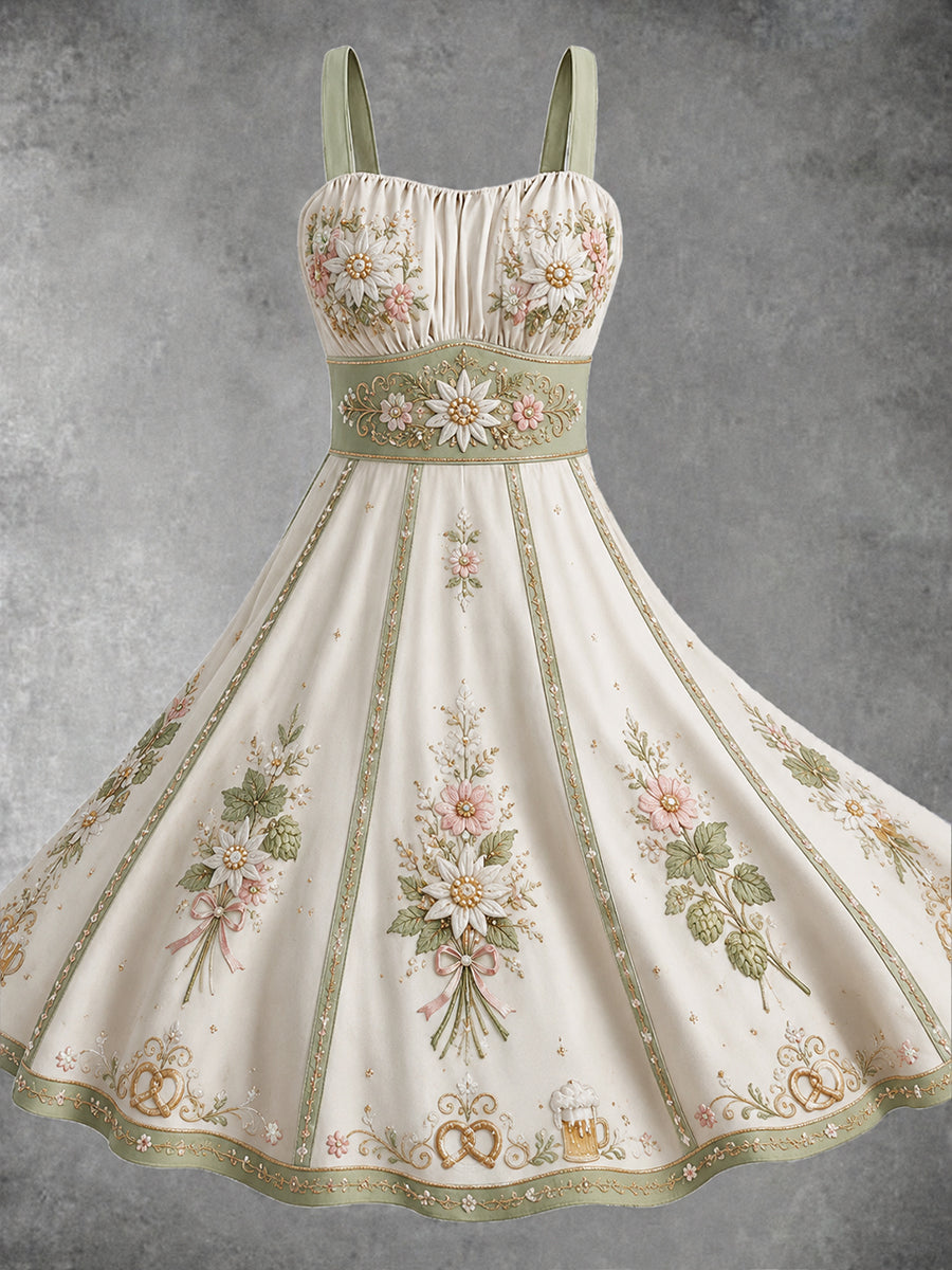 Damen-Oktoberfest-Kleid mit Blumenmotiv