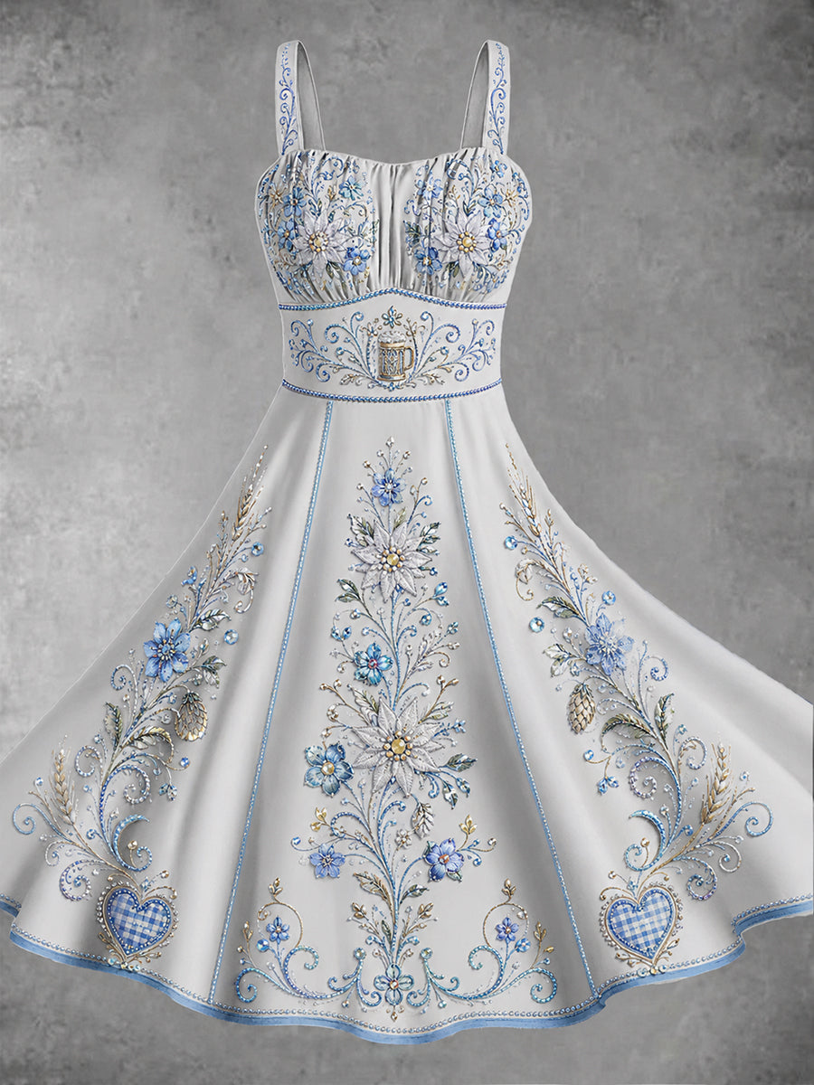 Damen-Oktoberfest-Kleid mit Blumenmotiv
