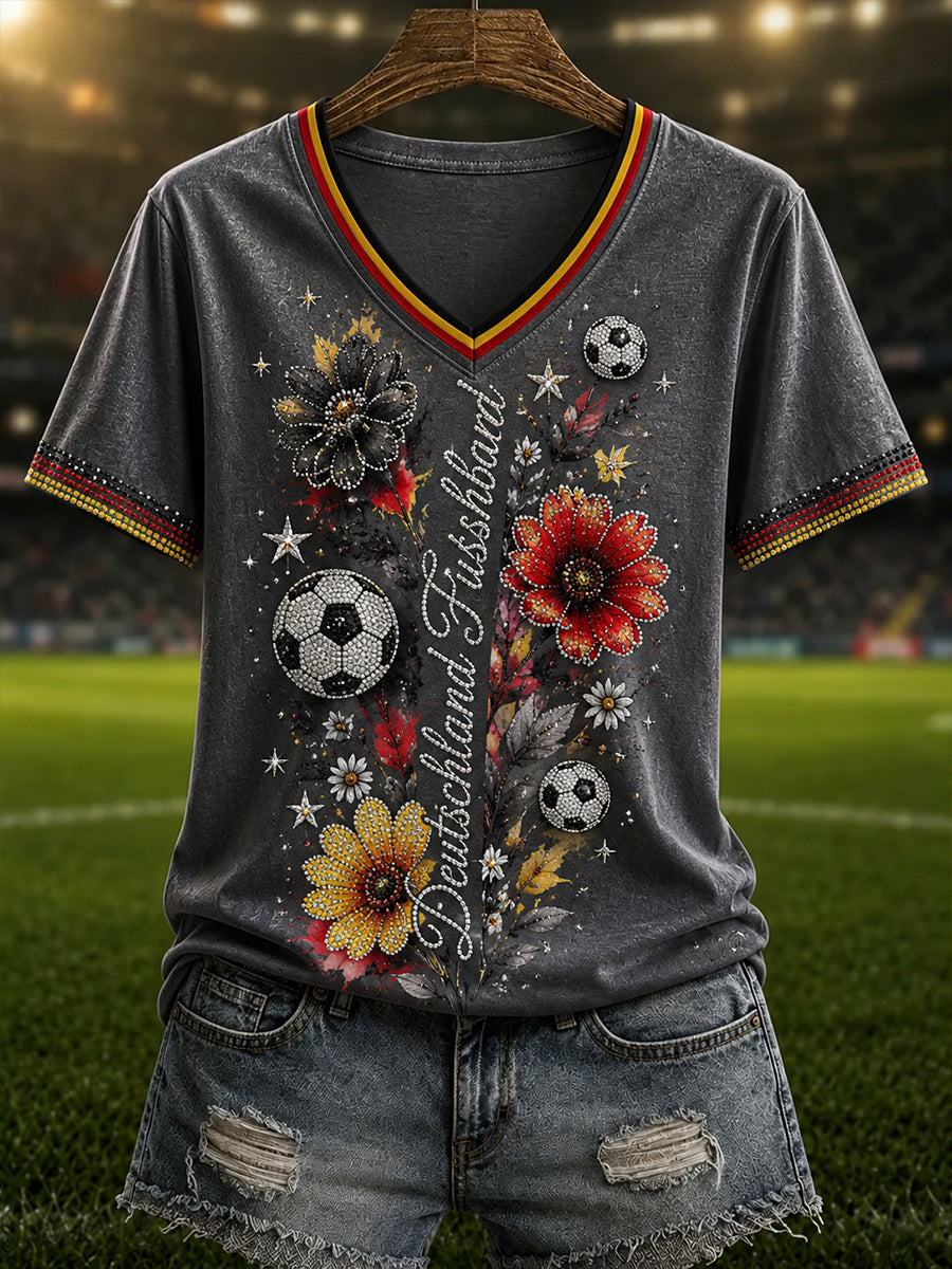 Damen-Fußball-V-Ausschnitt-T-Shirt in Deutschland