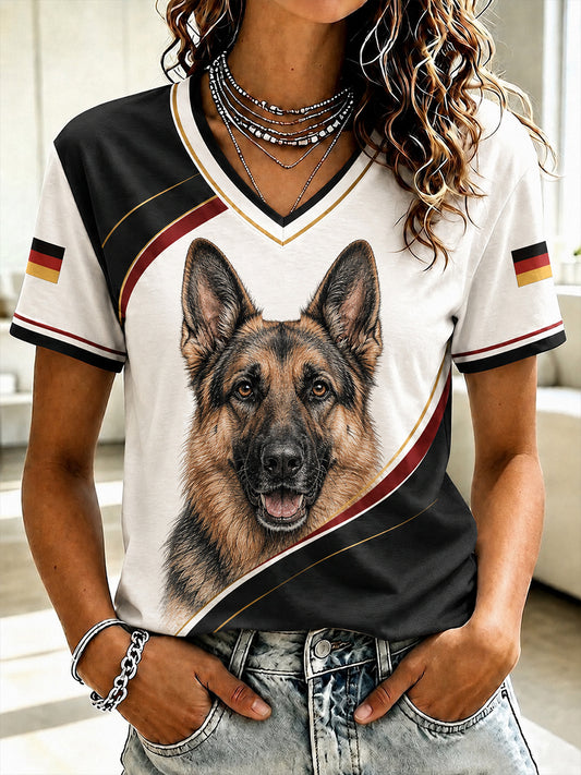 T-Shirt mit Aufdruck einer deutschen Schäferhündin für Damen