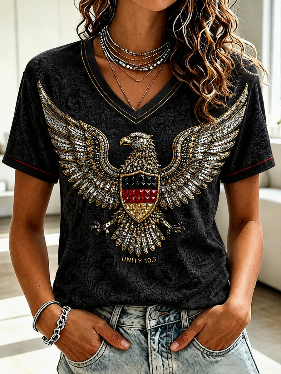 Frauen Tag Der Deutsche Einheit V-Ausschnitt T-Shirt