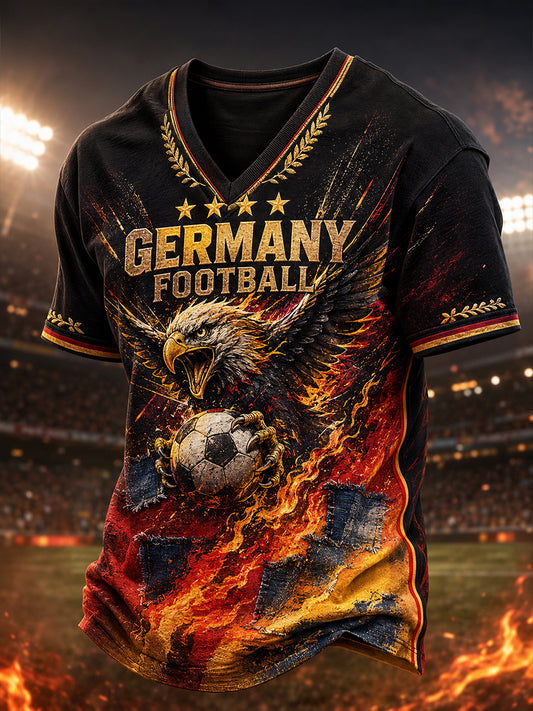 Herren-Fußball-V-Neck-T-Shirt aus Deutschland