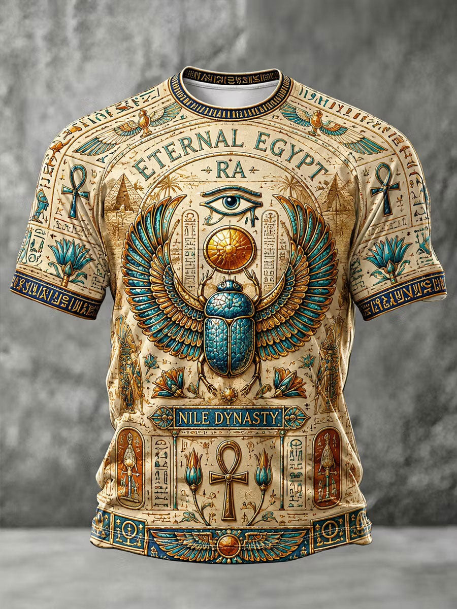 Lässiges T-Shirt für Herren mit Druck des altägyptischen Kunststils
