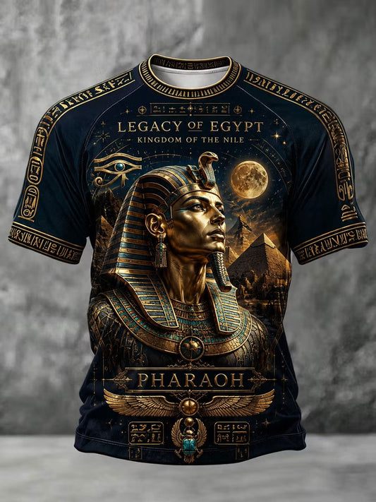 Lässiges T-Shirt für Herren mit Druck des altägyptischen Kunststils
