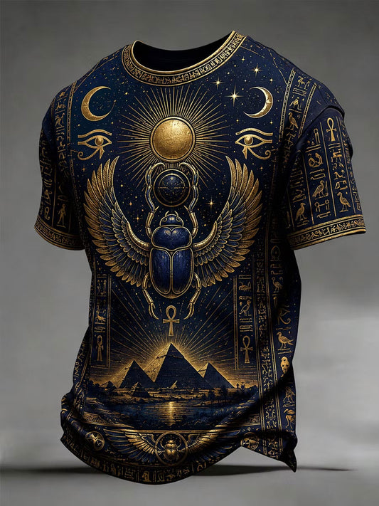 Lässiges T-Shirt für Herren mit Druck des altägyptischen Kunststils