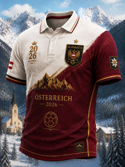 Retro 2026 österreichisches Fußball‑Klassik‑Freizeit‑Poloshirt