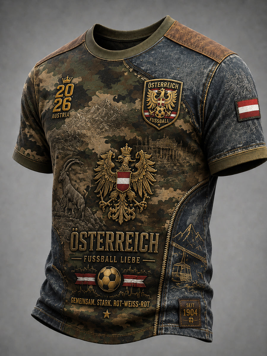 Österreichisches Fußball-Gedenk-T-Shirt im Vintage-Stil 2026