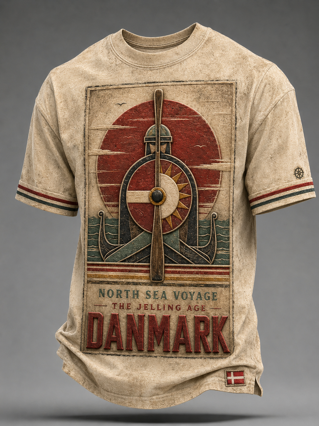 Herren-T-Shirt mit dänischen Wikingern und kurzen Ärmeln
