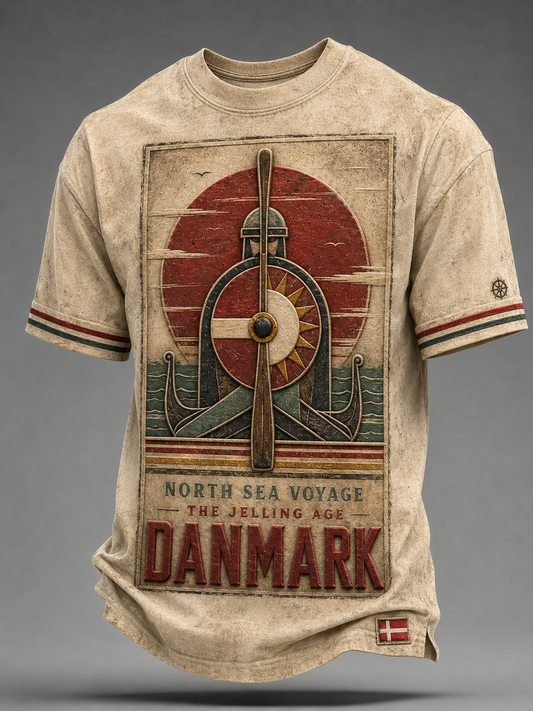 Herren-T-Shirt mit dänischen Wikingern und kurzen Ärmeln