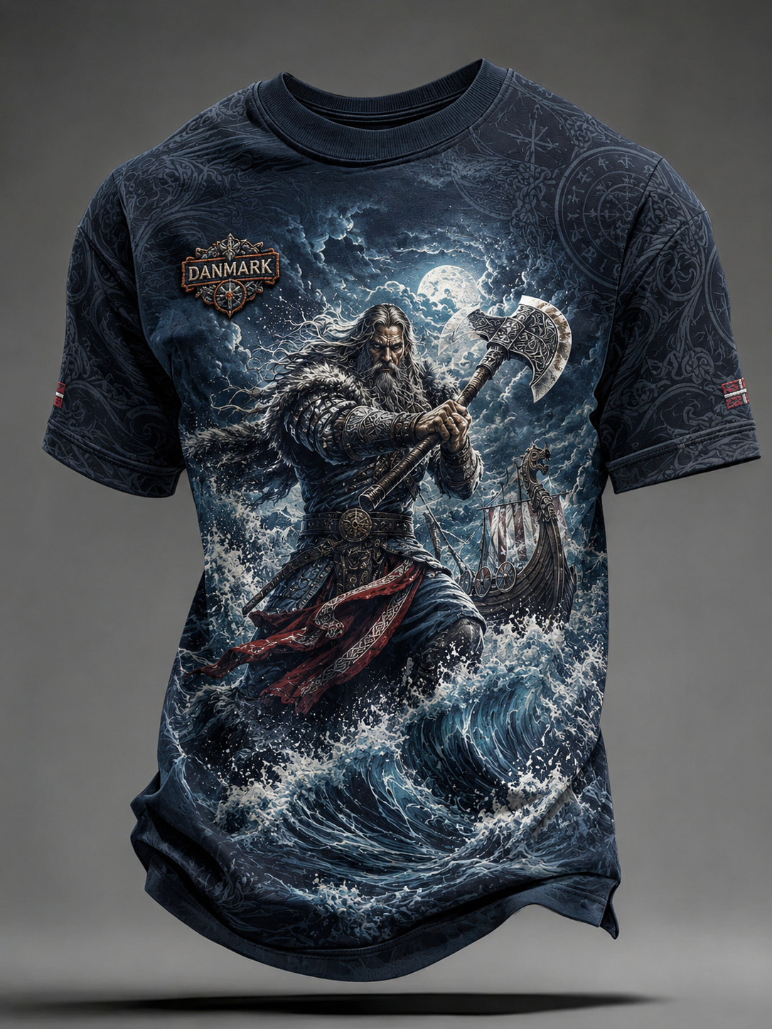Herren-T-Shirt mit dänischen Wikingern und kurzen Ärmeln
