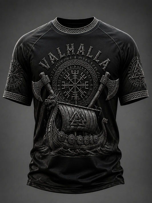 Herren-T-Shirt Valhalla mit Aufdruck, lässig, Kurzarm