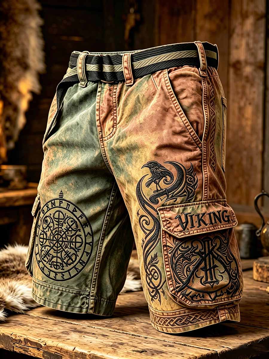 Herren-Shorts mit Retro-Viking-Musterdruck