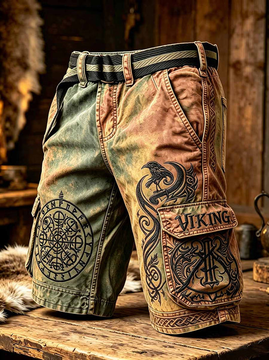 Herren-Shorts mit Retro-Viking-Musterdruck
