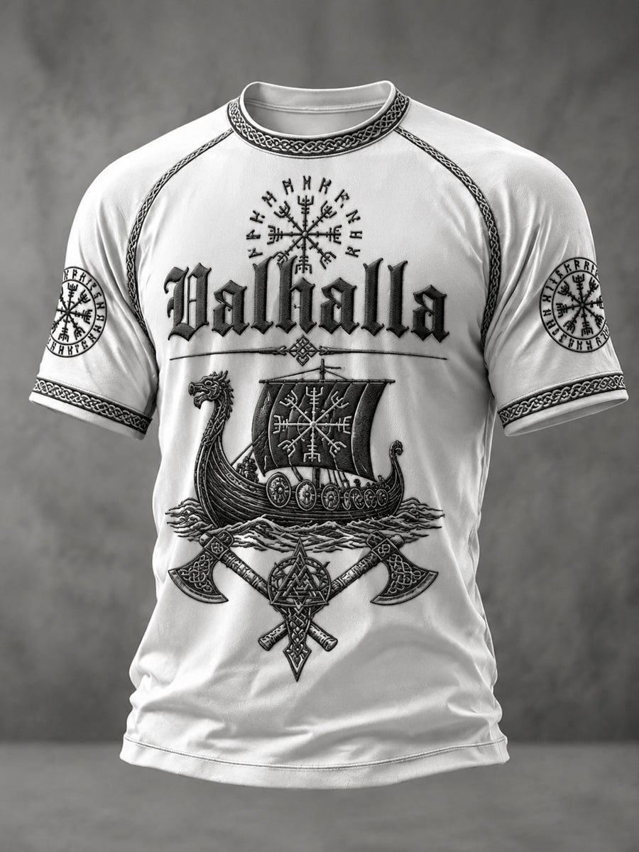 Herren-T-Shirt Valhalla mit Aufdruck, lässig, Kurzarm