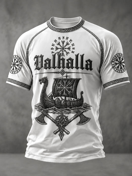 Herren-T-Shirt Valhalla mit Aufdruck, lässig, Kurzarm