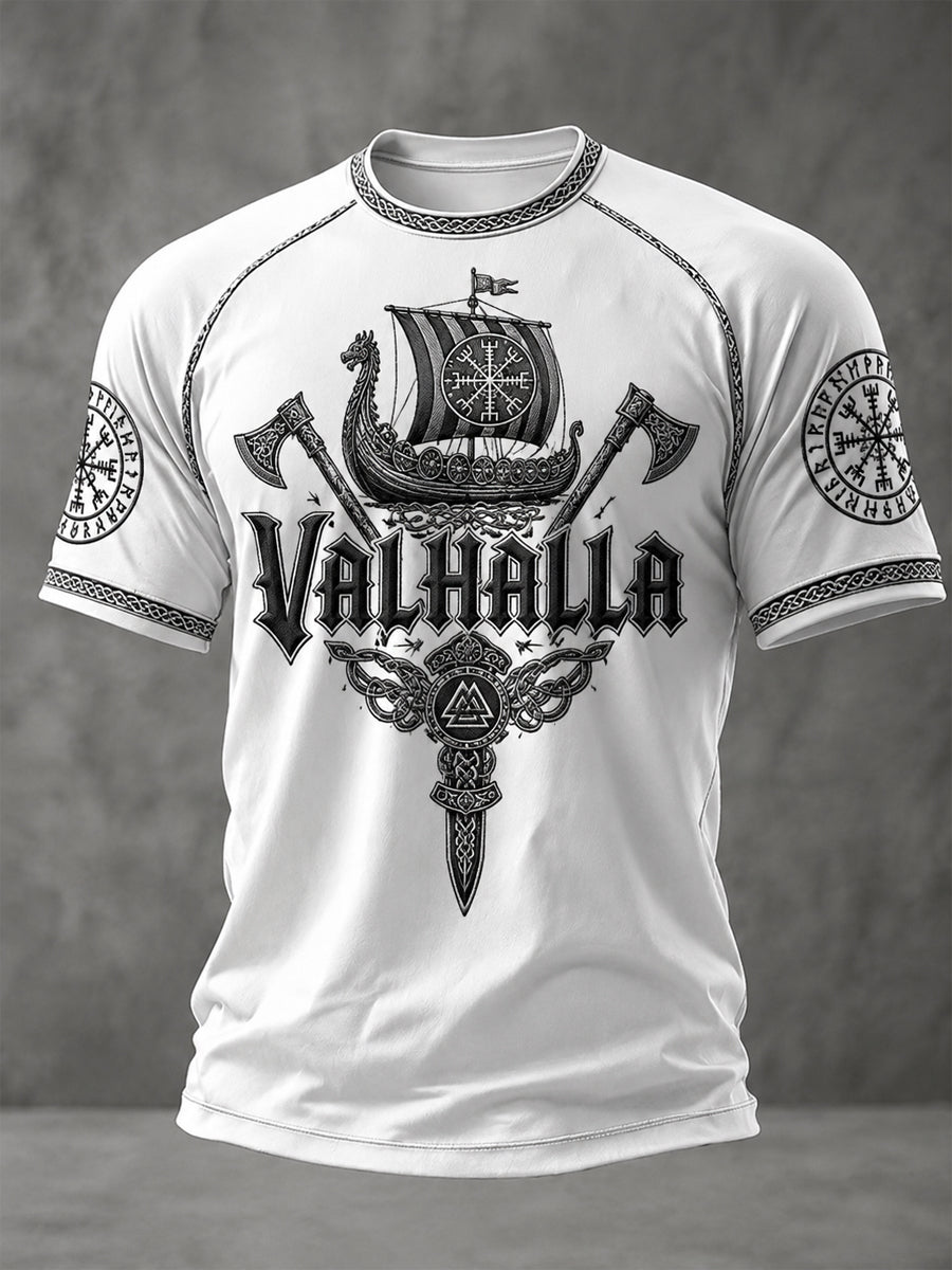 Herren-T-Shirt Valhalla mit Aufdruck, lässig, Kurzarm