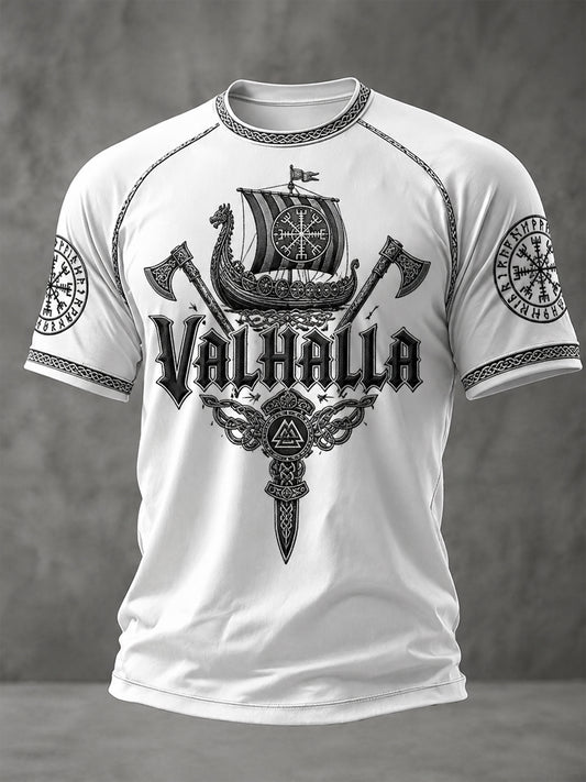 Herren-T-Shirt Valhalla mit Aufdruck, lässig, Kurzarm