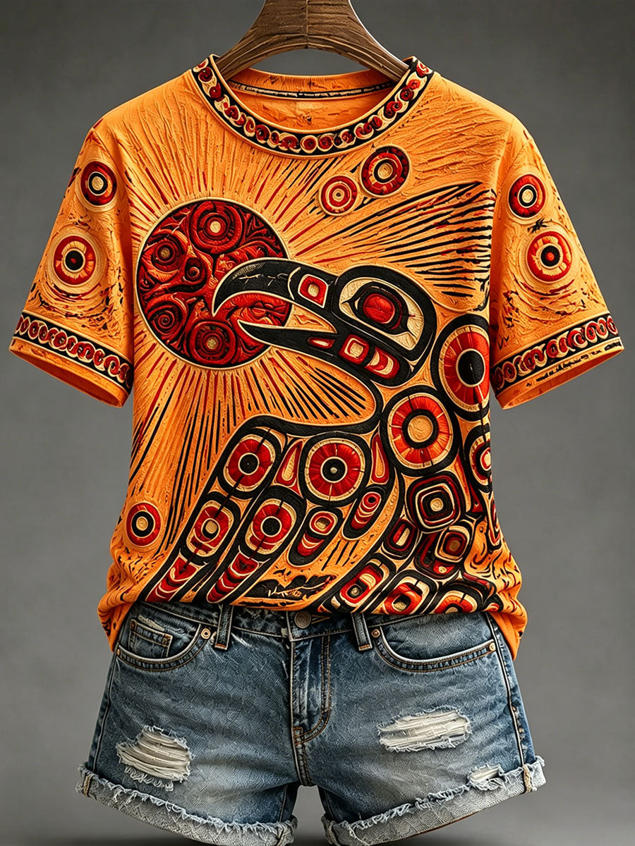 Lässiges T-Shirt für Frauen mit indigenem Print