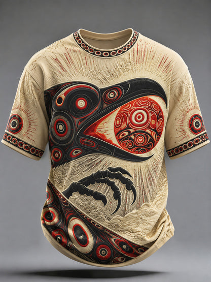 Lässiges Herren-T-Shirt mit indigenem Print