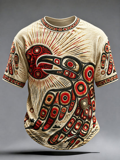 Lässiges Herren-T-Shirt mit indigenem Print