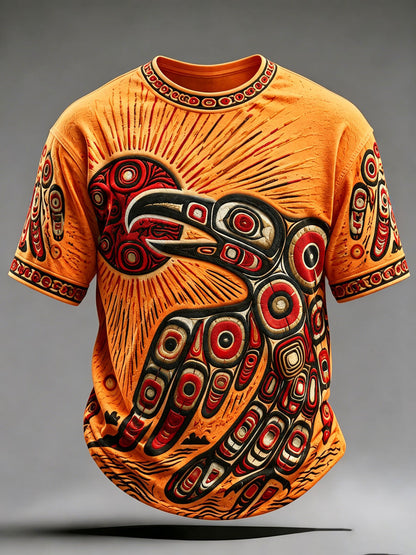 Lässiges Herren-T-Shirt mit indigenem Print