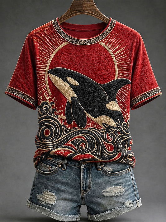 Frauen-indigenes Print-lässiges T-Shirt