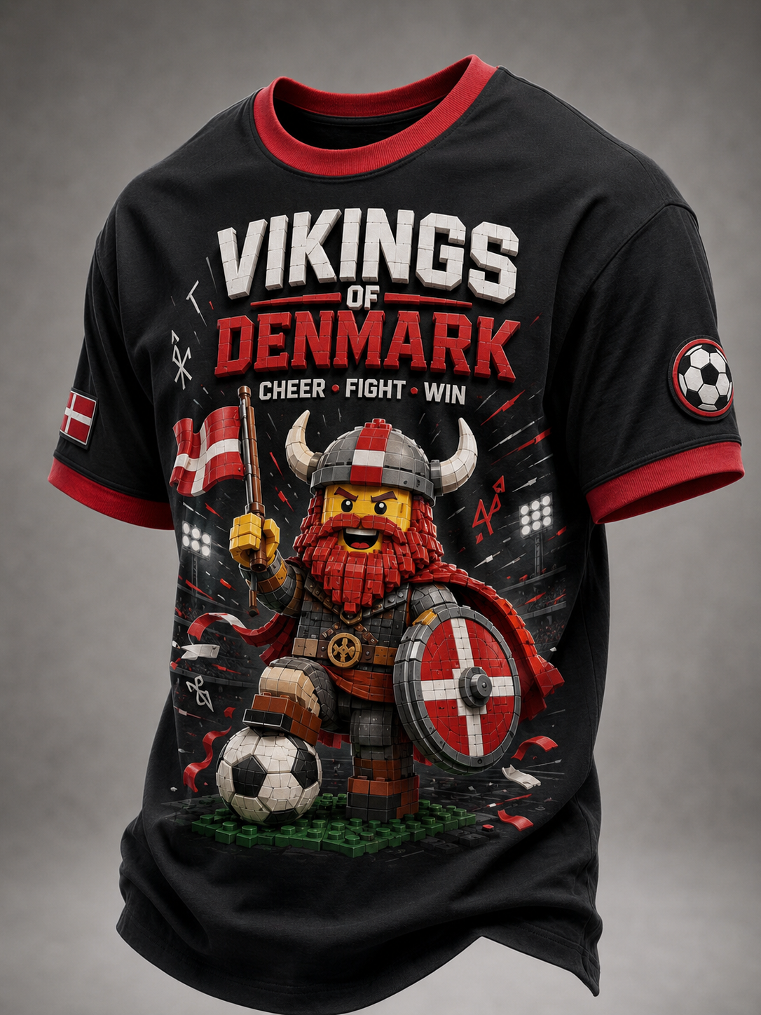 Herren-T-Shirt mit dänischen Wikingern und kurzen Ärmeln