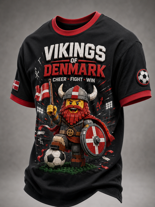 Herren-T-Shirt mit dänischen Wikingern und kurzen Ärmeln
