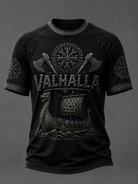 Herren-T-Shirt Valhalla mit Aufdruck, lässig, Kurzarm