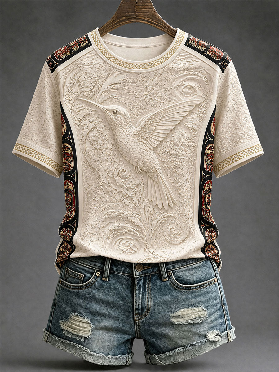 Lässiges T-Shirt für Frauen mit indigenem Totem-Print