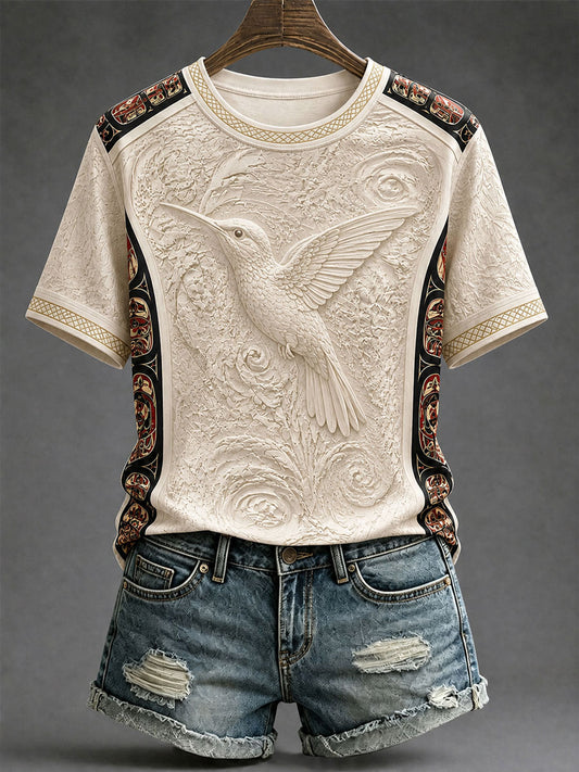 Lässiges T-Shirt für Frauen mit indigenem Totem-Print