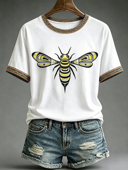 Lässiges T-Shirt für Frauen mit indigenem Totem-Print