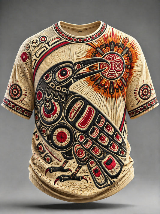 Lässiges Herren-T-Shirt mit indigenem Print
