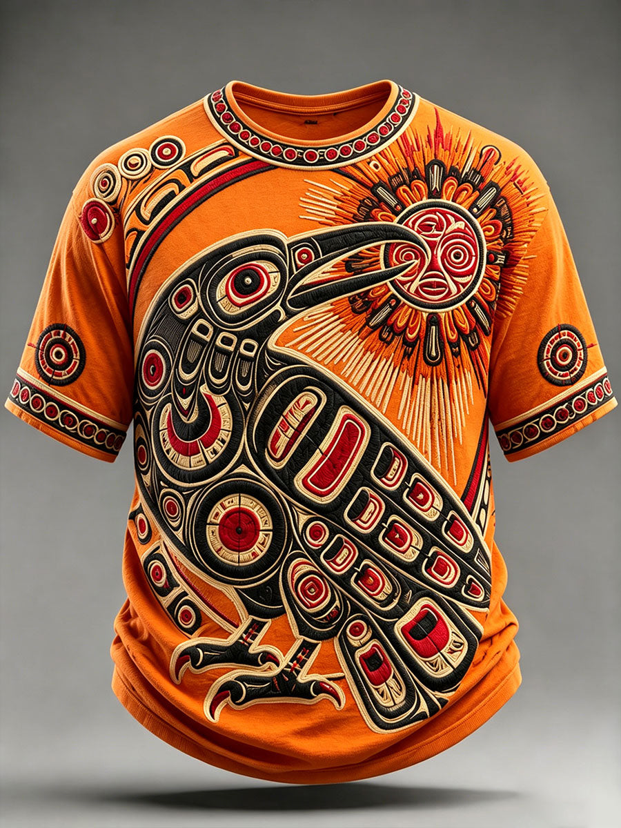 Lässiges Herren-T-Shirt mit indigenem Print
