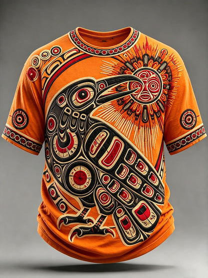 Lässiges Herren-T-Shirt mit indigenem Print