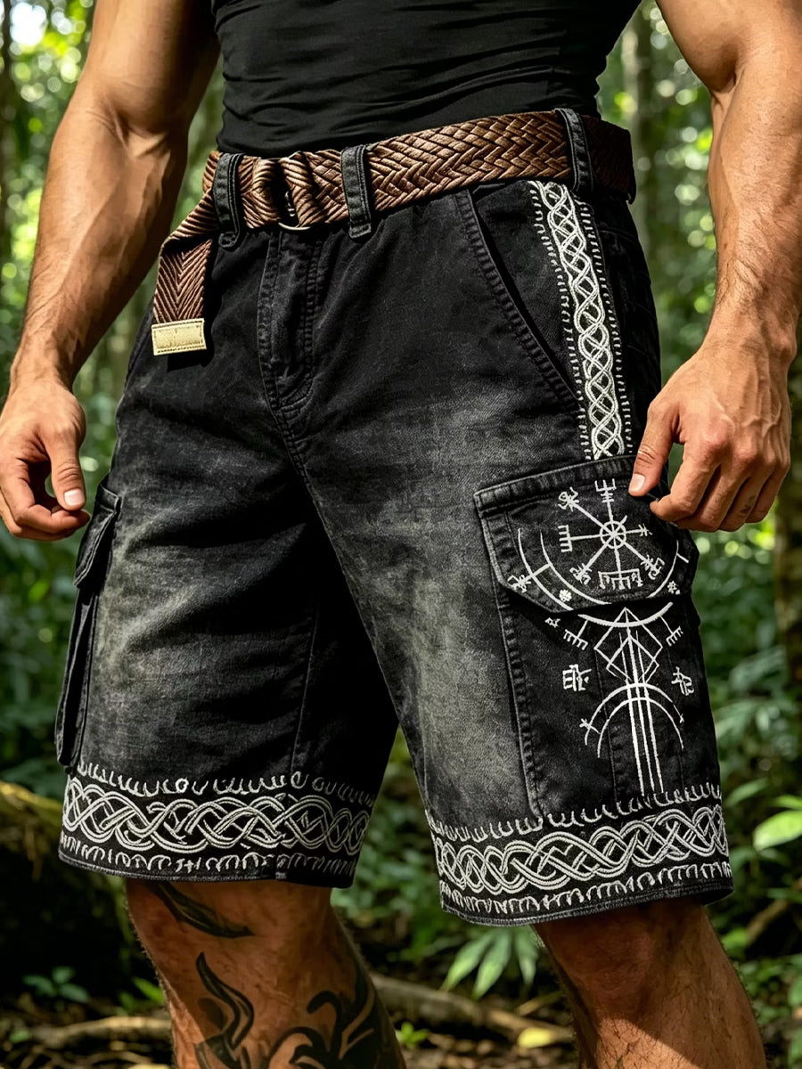 Vintage-Viking-Print-Lässige Hose