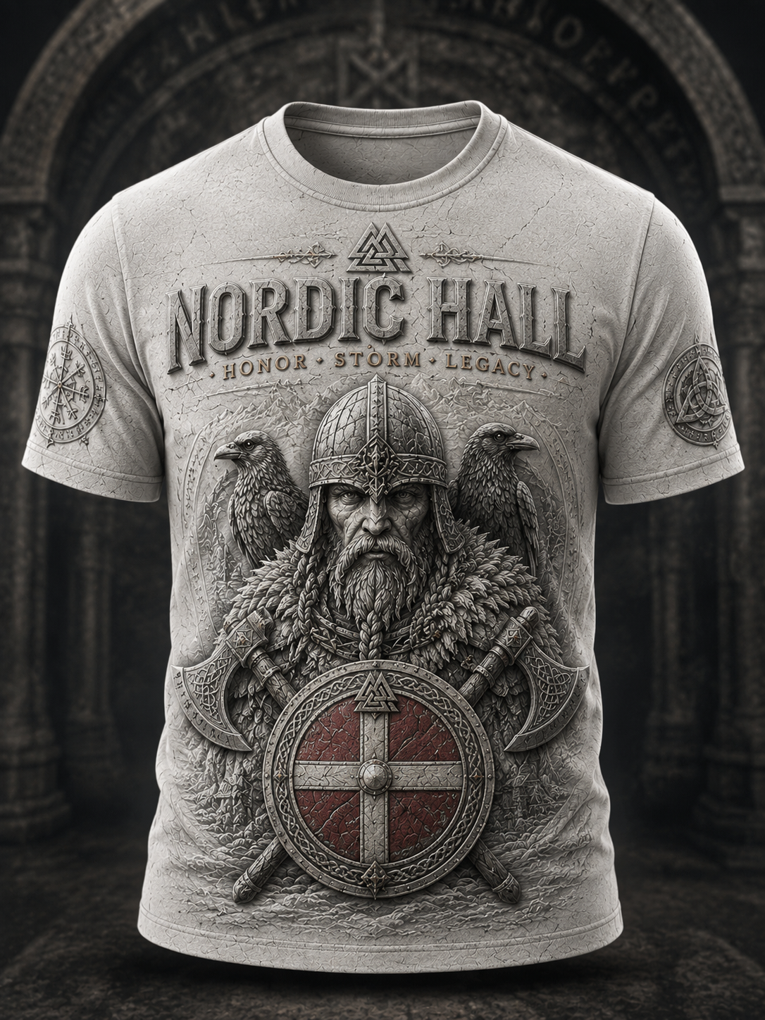 Herren-T-Shirt mit dänischen Wikingern und kurzen Ärmeln