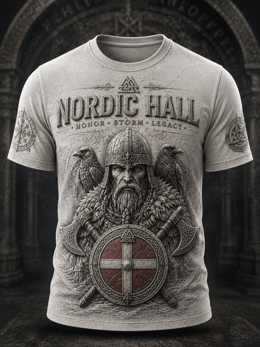 Herren-T-Shirt mit dänischen Wikingern und kurzen Ärmeln