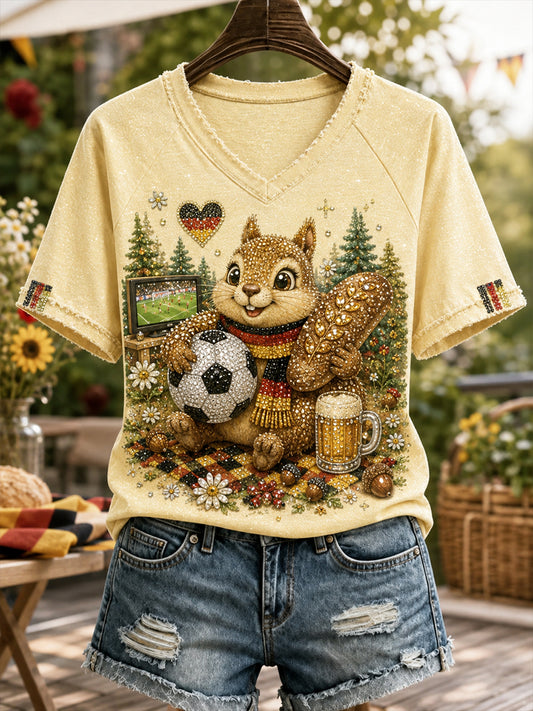 Herren-Fußball-V-Ausschnitt-Off‑Shoulder-Kurzarm-T-Shirt aus Deutschland