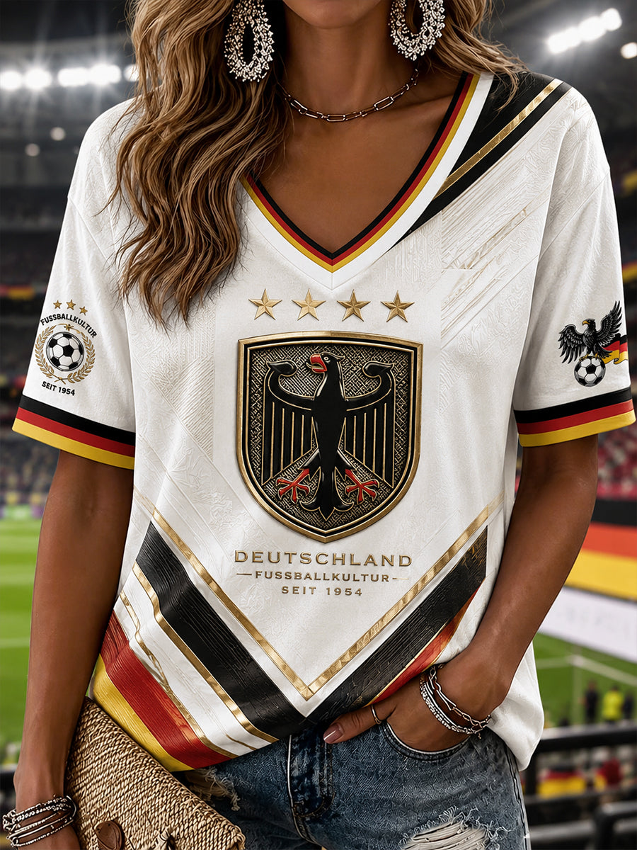 Damen-Fußball-V-Ausschnitt-T-Shirt in Deutschland
