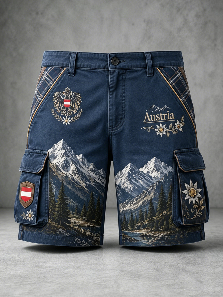 Herren-Shorts mit österreichischem Landschaftsmotiv als Kunstdruck