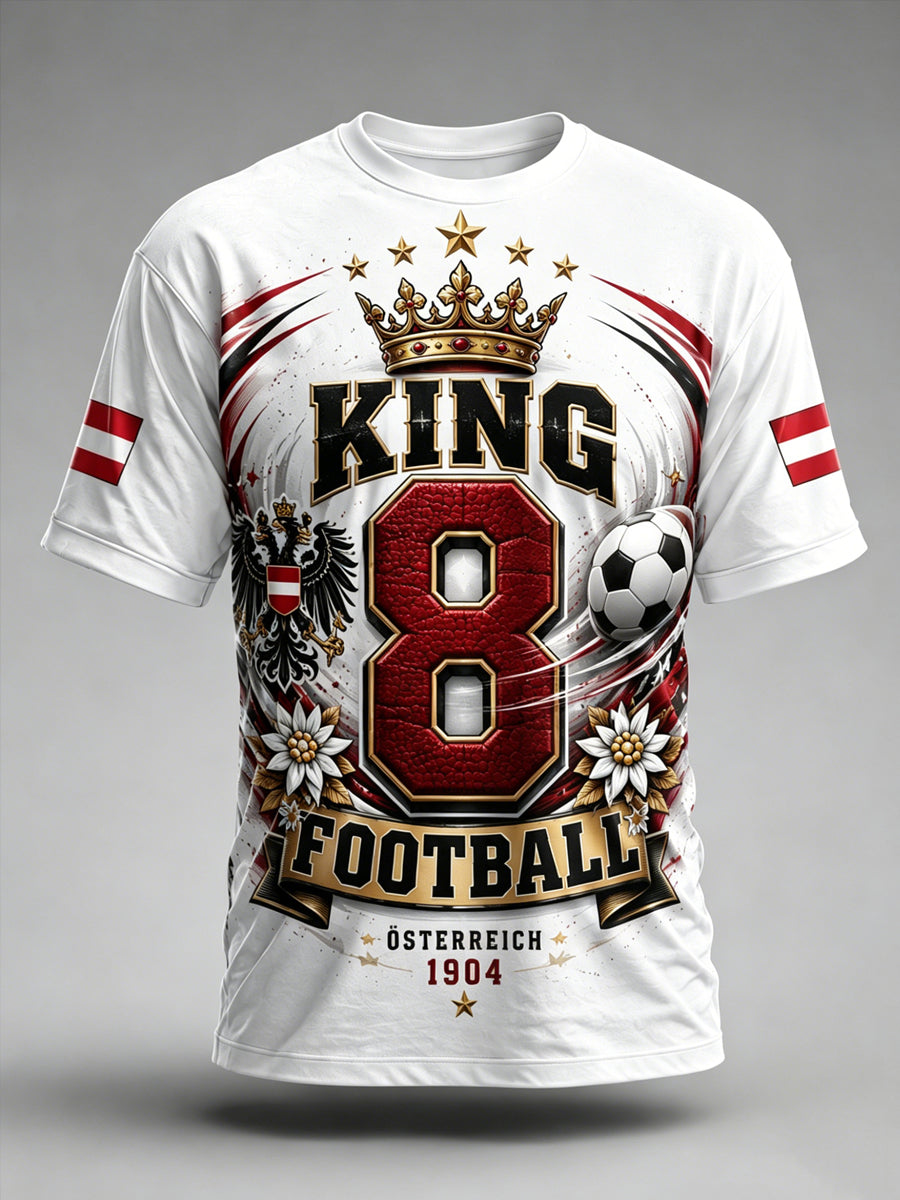 Herren-T-Shirt mit Kunstdruck zum Anfeuern bei österreichischen Fußballspielen