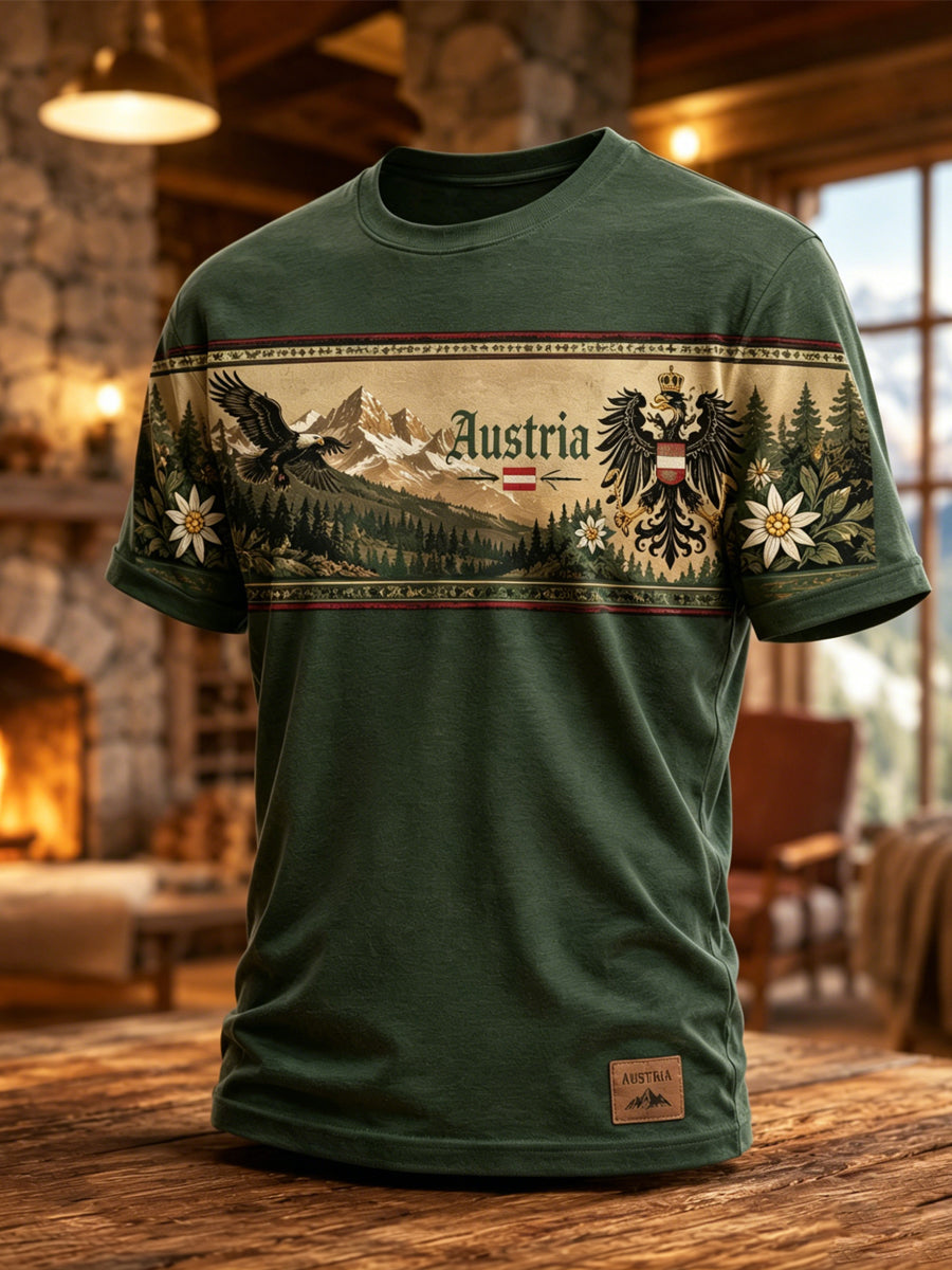 Herren-T-Shirt mit Kunstdruck eines österreichischen Naturlandschaftsmotivs