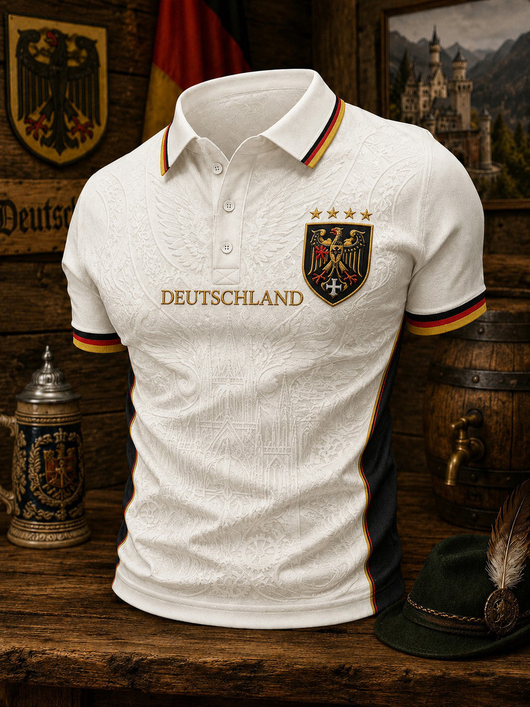 Herren Deutschland Fußball bedrucktes Hemd