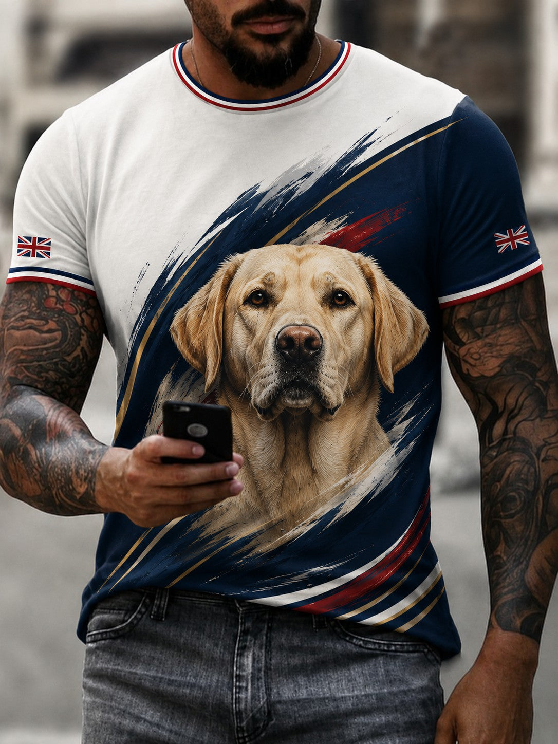 Britisches Labrador-Bedrucktes T-Shirt für Männer